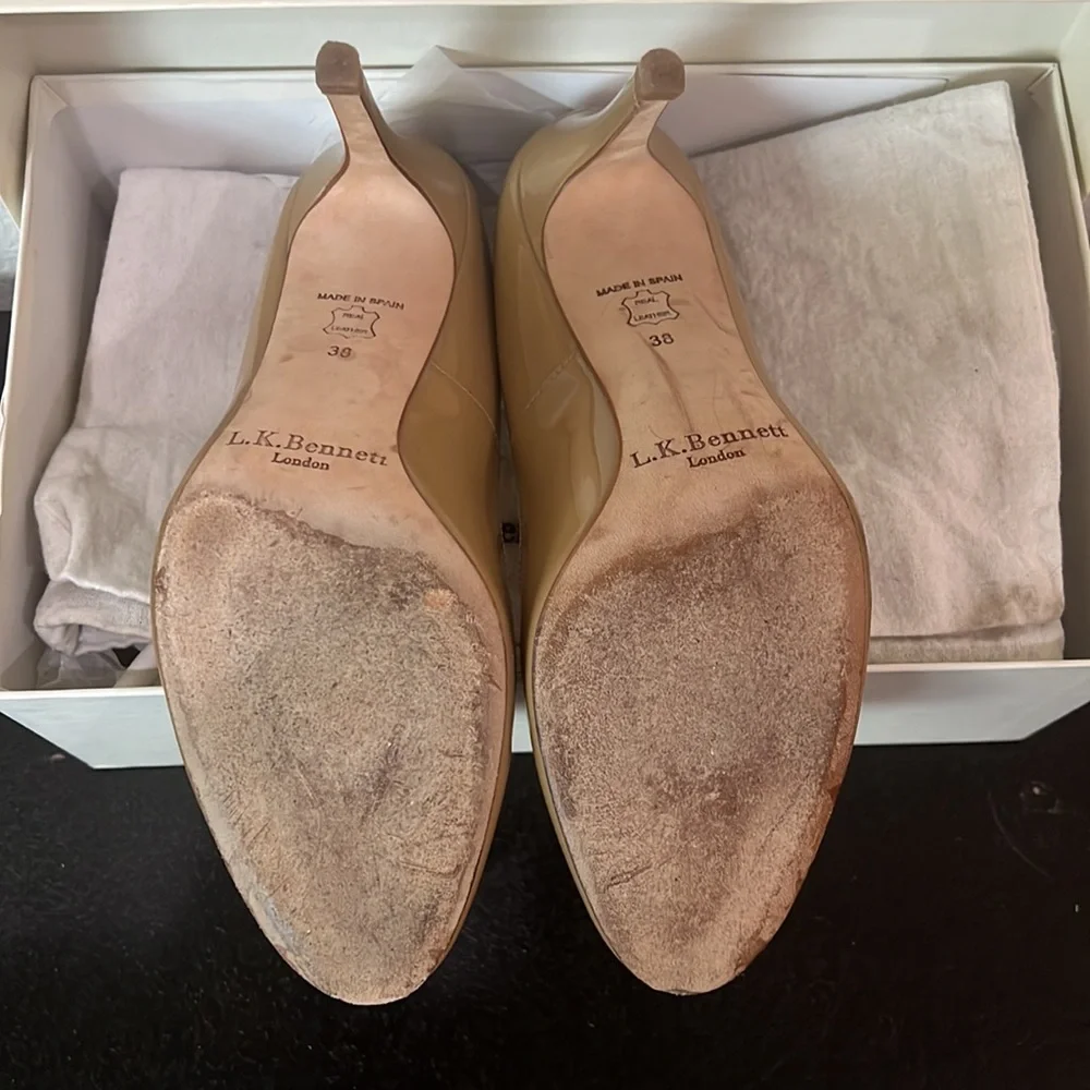 LK Bennett Shilo Taupe Patent Heels - Picture 7 of 16